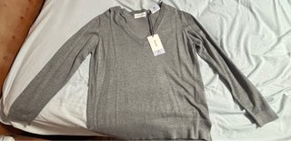 Jersey Gris Manga Larga Mujer