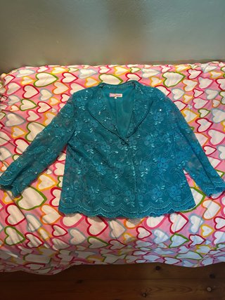 Chaqueta de encaje turquesa