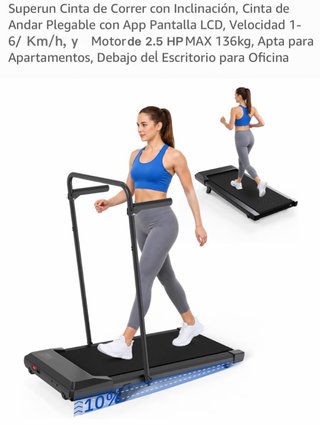 Cinta de Correr Plegable 10% Inclinación 1.5-6km/h