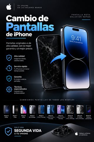 Cambio de Pantalla iPhone  |  Todos los Modelos