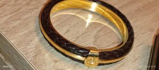 Brazalete trenzado marrón y dorado