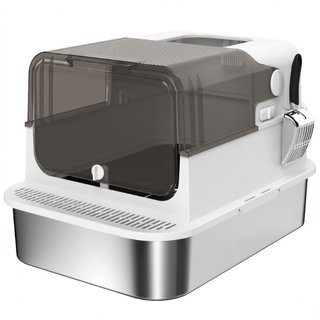 Caja de Arena para Gato Cerrada de Acero Inoxidabl