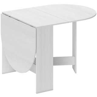 Mesa plegable ovalada de aglomerado para 6, blanca