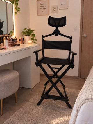 Silla de Maquillaje Profesional Negra