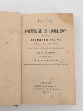 Trattato Percussione Skoda 1864 800 Libro Antico