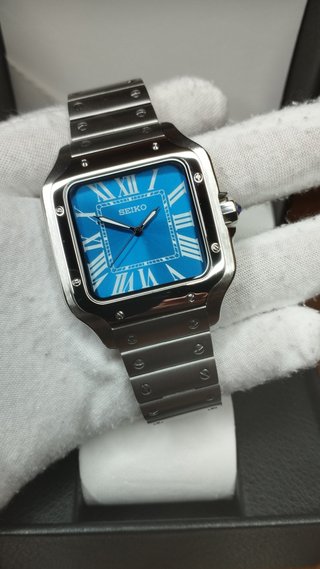 Reloj Seiko Mod Santos-Dumont Azul Marino y Blanco