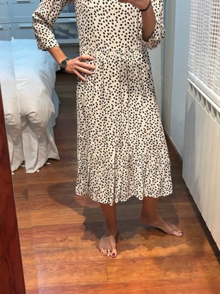 Vestido midi Zara blanco de lunares