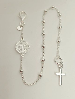 Pulsera Rosario 19cm San Benito Plata 925