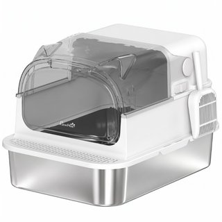 Arenero y caja cerrada para gatos, acero y ABS, XL