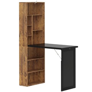 Escritorio plegable con librería y pizarra, marrón