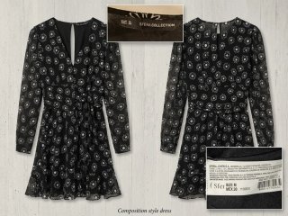 Vestido Sfera Estampado Floral Negro Talla M