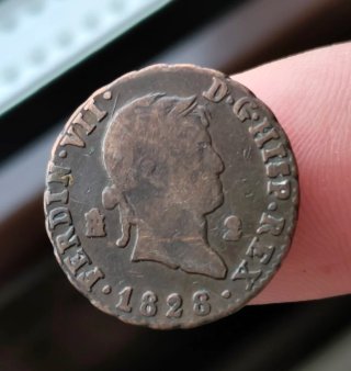 Moneda 2 maravedis 1828 Fernando VII.