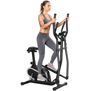 Bicicleta elíptica magnética con monitor LCD negra