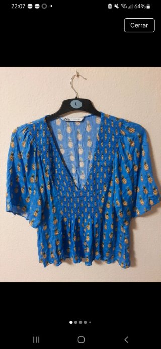 Camisa Zara Azul Estampada Talla L