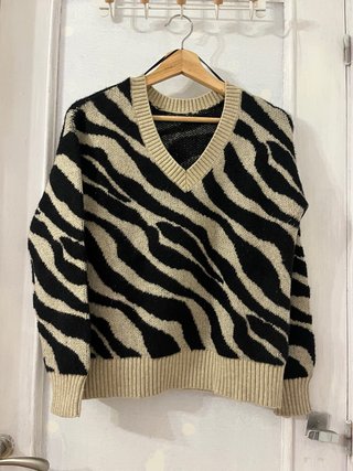 Jersey Estampado Negro y Beige