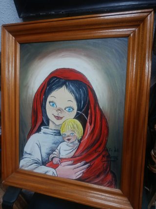 Óleo sobre lienzo, Virgen Ye-yé.Años 60-70