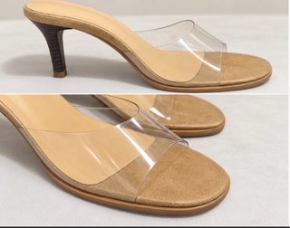 Sandalias de tacón con tira transparente