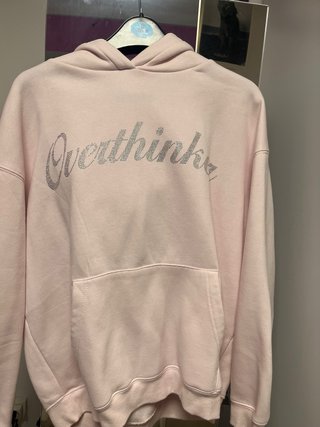 Sudadera Rosa con Texto Brillante Talla S