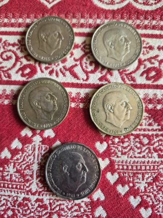 Lote de 5 monedas de 100 pesetas