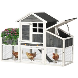 Gallinero de madera de abeto con nido y zona libre