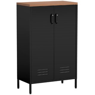 Aparador armario de acero, 2 puertas, 65 cm, negro