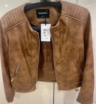 Cazadora Biker Tintoretto Efecto Piel Marrón