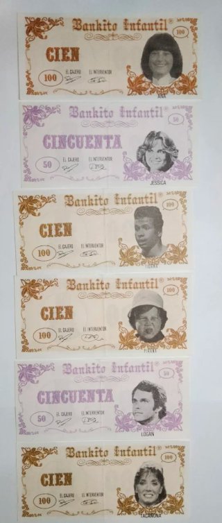 Lote de 6 + 2 Billetes Bankito Infantil