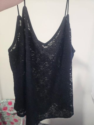 Blusa de encaje negra