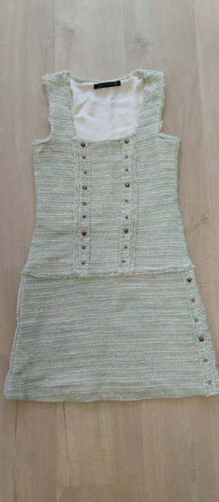 Vestido Tweed Verde Menta Zara