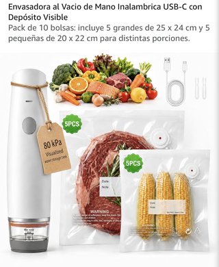 Envasadora al Vacío Inalambrica Pack 10 bolsas