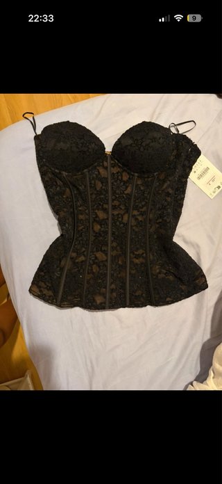 Corset Negro Zara Talla S nuevo con etiquetas.