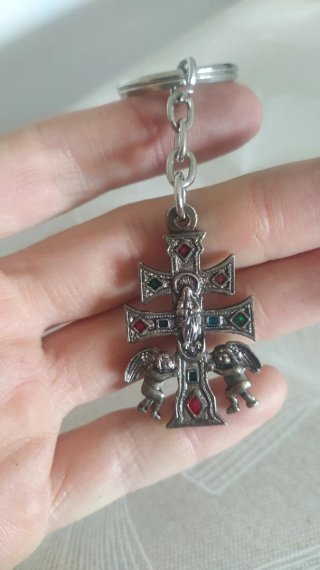 Portachiavi Religioso con Croce e Angeli