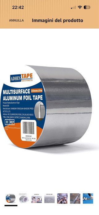Nastro in alluminio adesivo 100mm x 50m