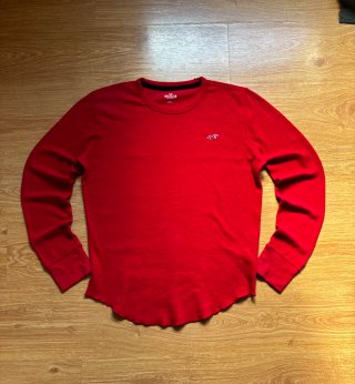 ​Vintage Hollister Waffle Knit Long Sleeve Red