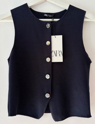Zara top botones azul marino NUEVO