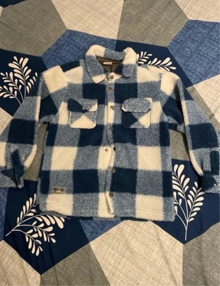 Chaqueta de Invierno,Pequeña Cuadros Azul y Blanco