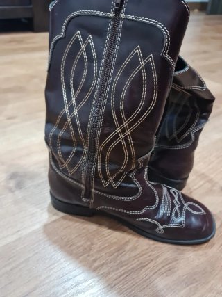 Botines Cowboy de Piel Zara Talla 35