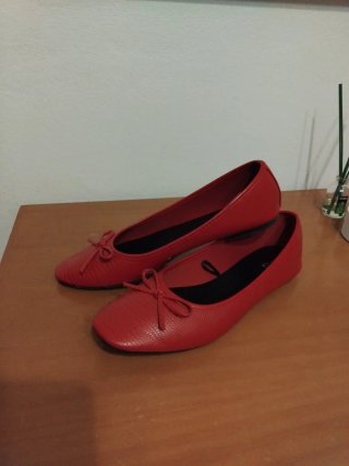 Bailarinas Rojas Piel de Serpiente Talla 39.