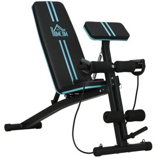 Banco de pesas plegable y abdominales, acero, azul