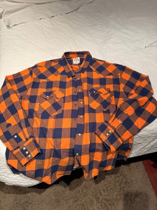 Camisa Western Hombre Naranja y Azul