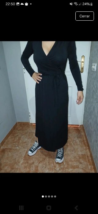 Vestido largo negro Mango talla S