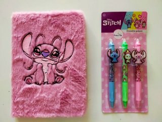 Libreta de Peluche y Bolígrafos Stitch