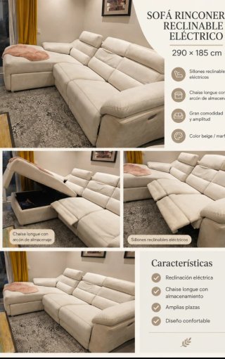 Sofá Rinconera Reclinable Eléctrico