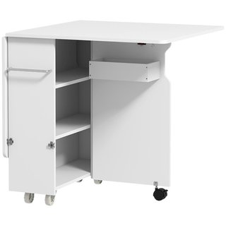 Mesa plegable de alas abatibles, MDF, con 6 ruedas