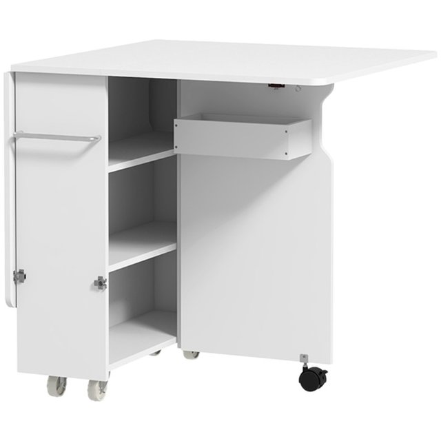 Mesa plegable de alas abatibles, MDF, con 6 ruedas