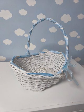 Cestino di Vimini Bianco e Blu