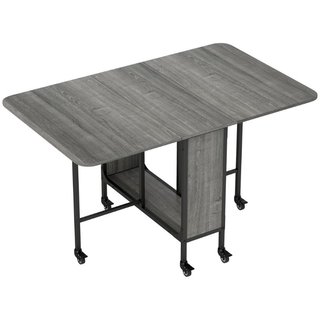 Mesa de comedor plegable, aglomerado y metal, gris