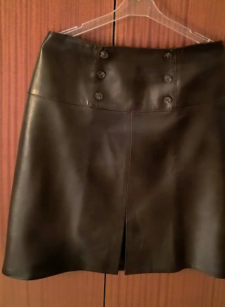 Falda midi de cuero marrón WEILL