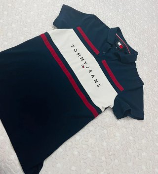Polo Tommy Jeans Azul y Blanco Talla S
