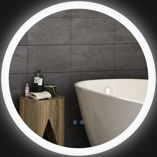 Espejo de baño redondo con luz led, vidrio, Ø70 cm